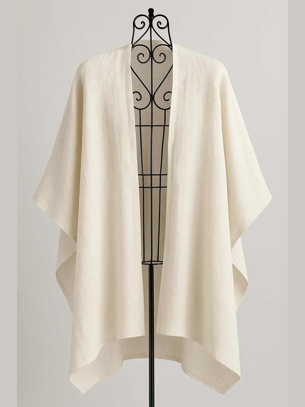 Eileen Fisher Cream Open-Front Wrap Cape